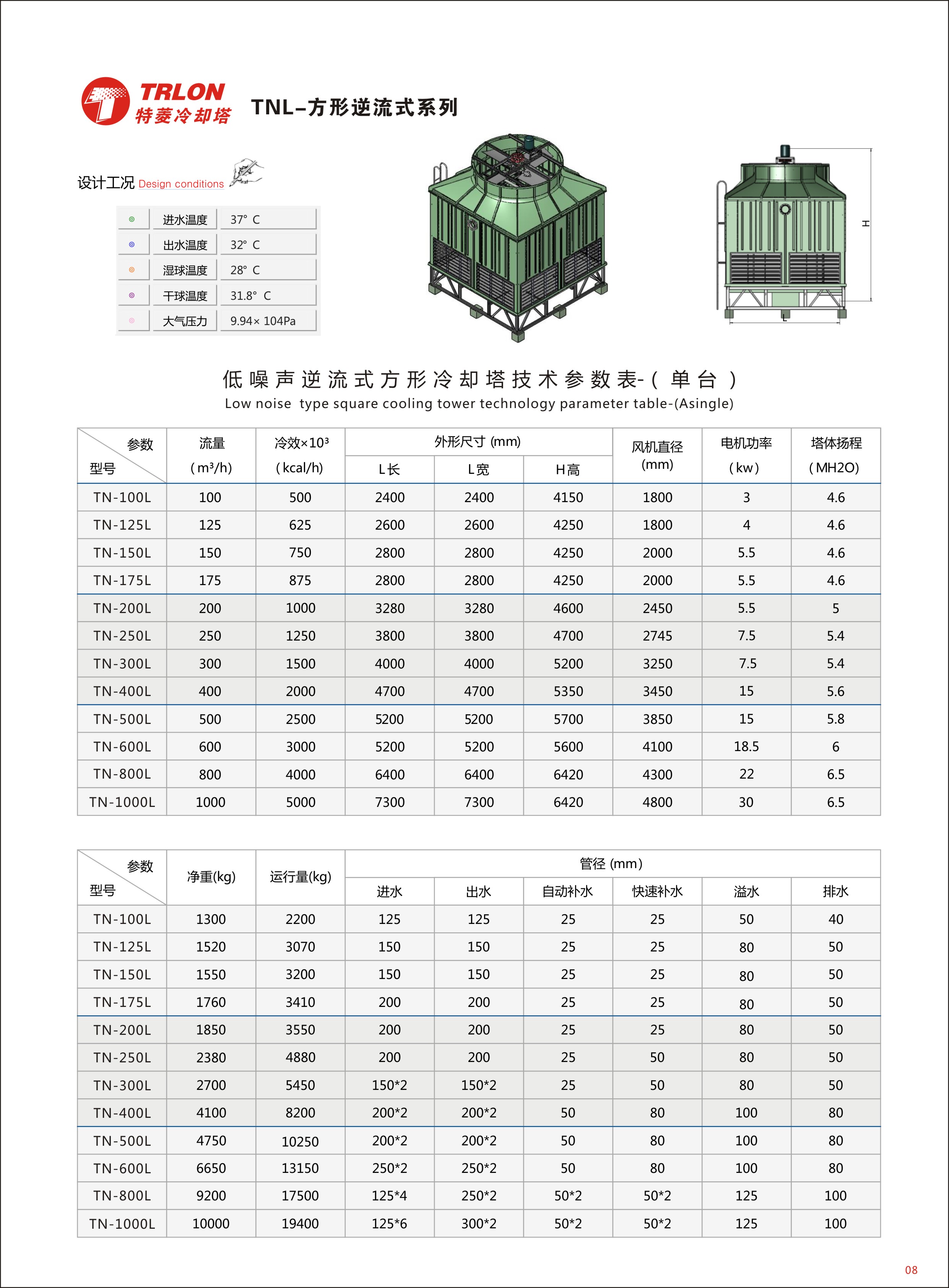 方形逆流冷却塔